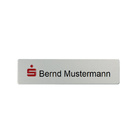 Namensschild Aluminium 70 x 20 mm, 1-zeilig (Logo und Name graviert)
