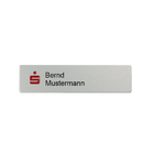 Namensschild Aluminium 70 x 20 mm, 2-zeilig (Logo und Name graviert)