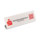 Tischschild Aluminium 150 x 50 mm, mit Sparkassen Logo & QR-Code (inkl. digitalen vCard-Profil)