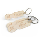Einkaufswagen-Chip inkl. Schlüsselanhänger und Gravur, aus FSC®-zertifiziertem Birkenholz