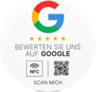 Google Bewertung NFC Hinterglasaufkleber - PET - 75 mm - weiß oder schwarz matt