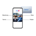 NFC-Ziel-URL als interaktiver InfoTouchPoint mit 4 Kacheln inkl. transparenter NFC-Karte