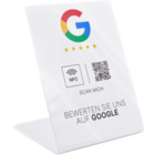 Google Bewertung NFC Aufsteller aus Acryl - 110 x 150 mm - weiß oder schwarz glänzend