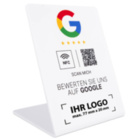 Google Bewertung NFC Aufsteller aus Acryl - 110 x 150 mm - weiß - Logodruck unten