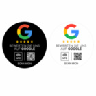 Google Bewertung NFC Hinterglasaufkleber - PET - 75 mm - weiß oder schwarz matt