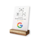 Google Bewertung NFC Schild - mit LOGO - Holzoptik - A6 (105 x 148 mm) - Hochformat