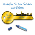 Berliner Übergabeschlüssel (B:90xH:35 cm) - auf Aluminiumplatte Gold gebürstet