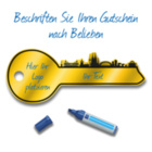 Kölner Übergabeschlüssel (B:90xH:35 cm) - auf Aluminiumplatte Gold gebürstet
