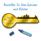 Frankfurt Übergabeschlüssel (B:90xH:35 cm) - auf Aluminiumplatte Gold gebürstet