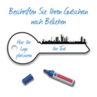 Frankfurter Skyline Übergabeschlüssel (B:90xH:35 cm) - auf Hohlkammerplatte 