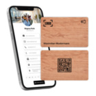 NFC Visitenkarte aus Kirschbaum - personalisierbar inkl. digitalen Profil mit QR-Code und Logo