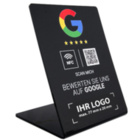 Google Bewertung NFC Aufsteller aus Acryl - 110 x 150 mm - schwarz - Logodruck unten