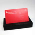 Inspiration - Digitale NFC-Visitenkarten | weiße Karte aus 99,9% recyceltem PVC | minimalistisches Sparkassen Design
