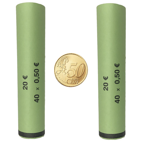 Münzhülsen aus Papier 40 x 0,50 € grün