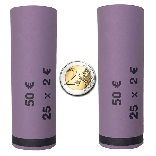 Münzhülsen aus Papier 25 x 2,00 € violett