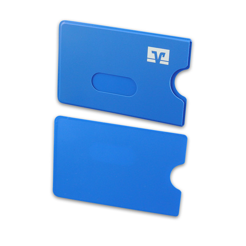 EC-Kartenhülle, blau mit weißem VR-Markenzeichen
