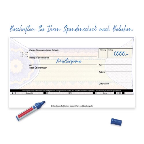 Kleiner Bankenscheck - EUROPA - PR-Spendenscheck (30 x 17 cm)