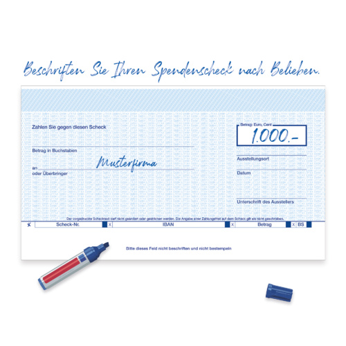 Individueller Kleiner Bankenscheck - VOLKSBANK - PR-Spendenscheck (30 x 17 cm)