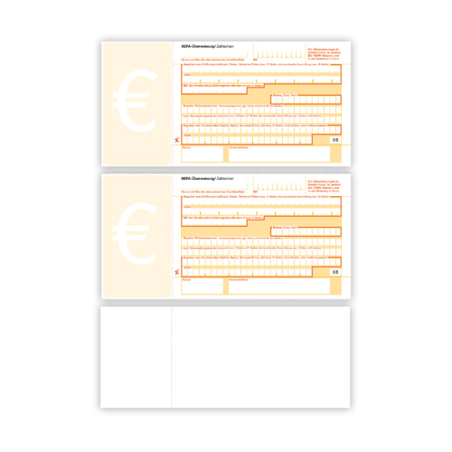 SEPA-Überweisung / Zahlschein, DIN A4 Überweisungsvordruck, 2 Beleg oben rechts