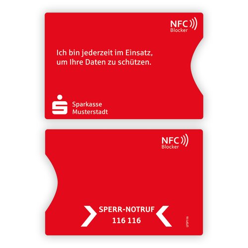 Individuelle Sparkassen RFID Blocker / NFC-Schutzhüllen