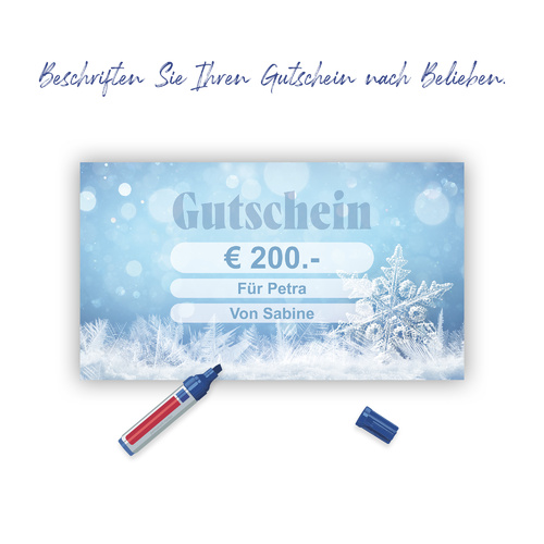 Individueller - XXL - Geschenkgutschein - Weihnachten (60x34 cm) - Schneeflocke hellblau