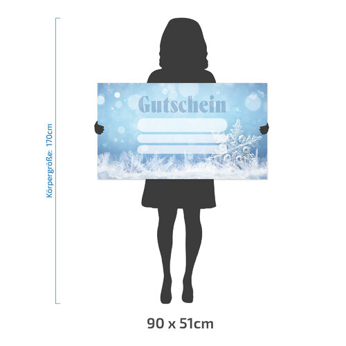 Individueller - XXL - Geschenkgutschein - Weihnachten (90x51 cm) - Schneeflocke hellblau