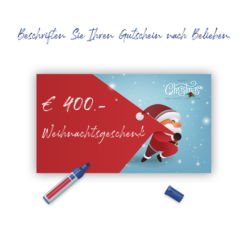 Individueller - XXL - Geschenkgutschein - Weihnachten (90x51 cm) - Weihnachtsmann mit Sack