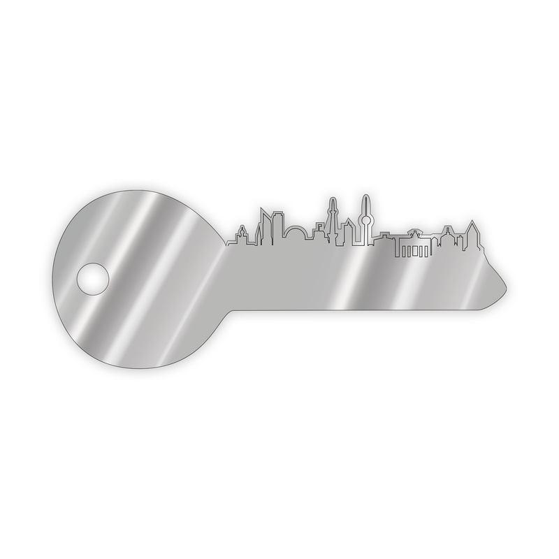 Berliner Übergabeschlüssel (B:89xH:35 cm) - selbst gestalten - auf Aluminiumplatte Silber gebürstet