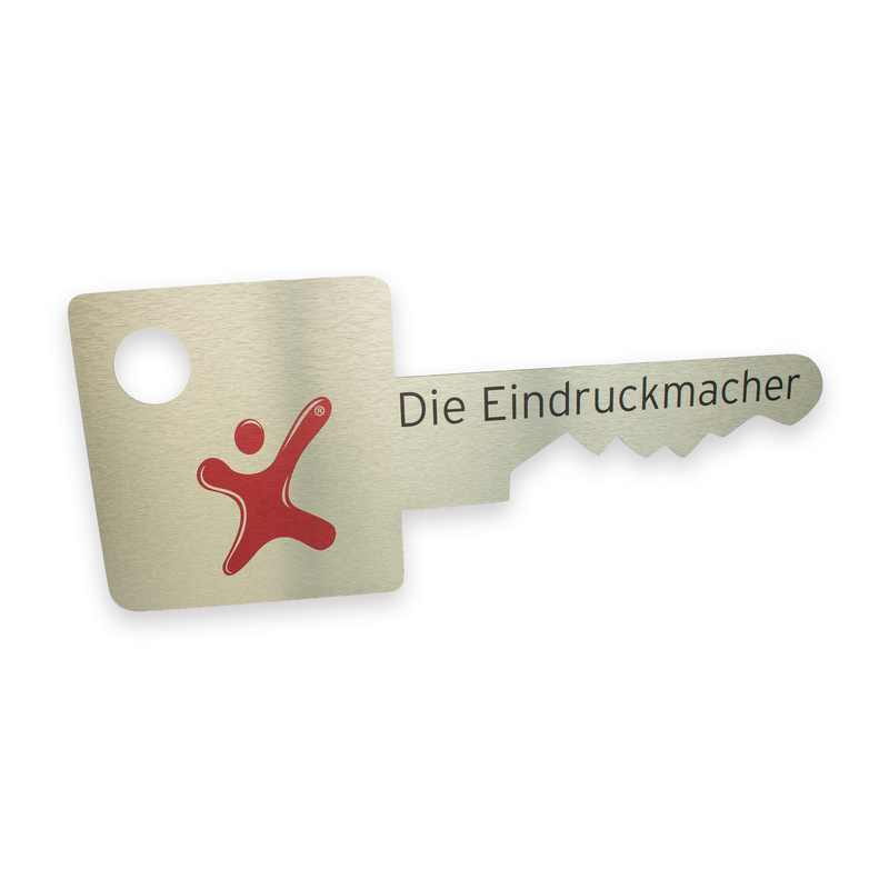 Individueller Übergabeschlüssel (B:84xH:35 cm) - selbst gestalten - auf Aluminiumplatte Gold gebürstet