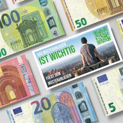 Euro- Geldscheine mit Eindruck (45 x 23 cm) - zum selbst gestalten