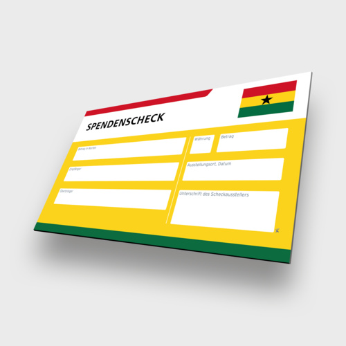 Ghana - Spendenscheck Übergabescheck