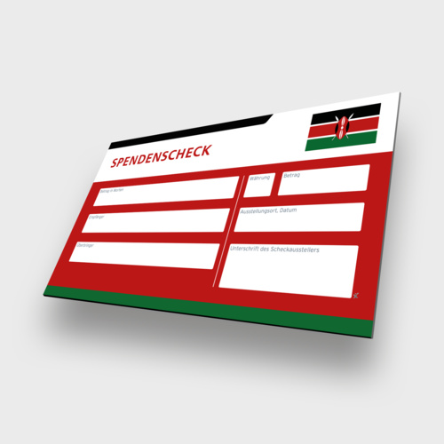 Kenia - Spendenscheck Übergabescheck