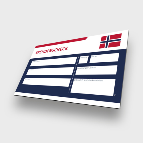 Norwegen - Spendenscheck Übergabescheck