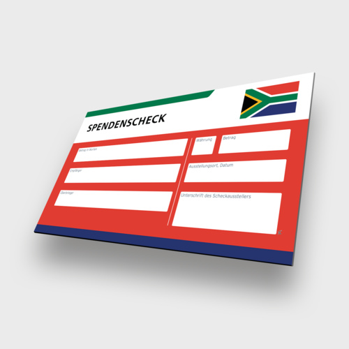 Südafrika - Spendenscheck Übergabescheck