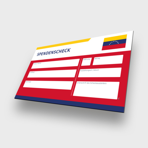 Venezuela - Spendenscheck Übergabescheck