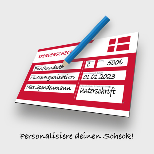Individueller - Dänemark - Spendenscheck Übergabescheck - personalisierbar - 60 x 34 cm