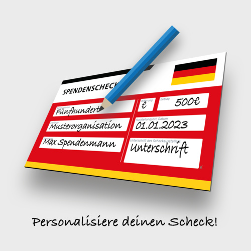 Individueller - Deutschland - Spendenscheck Übergabescheck - personalisierbar - 60 x 34 cm