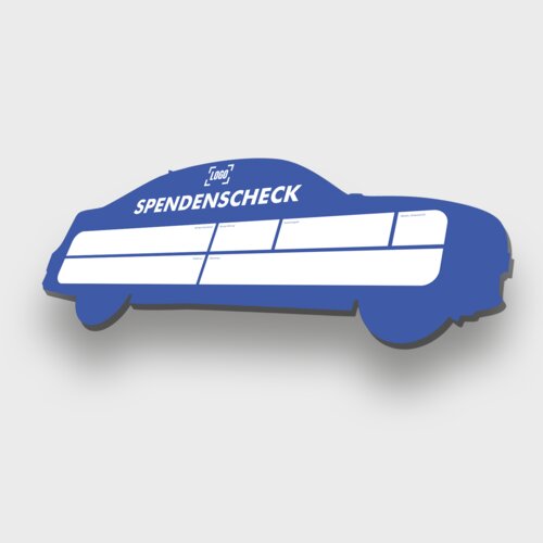 Auto Spendenscheck Übergabescheck - neutral in Farbe: blau