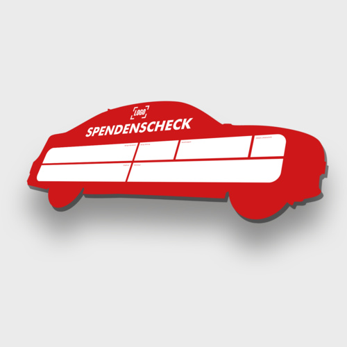 Auto Spendenscheck Übergabescheck - neutral in Farbe: rot