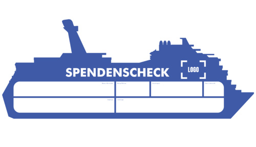 Schiff Spendenscheck Übergabescheck - neutral in Farbe: blau