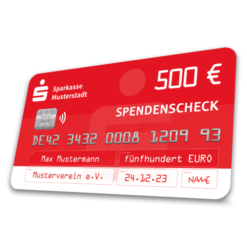 Individueller PR-Spendenscheck SPARKASSEN-Kreditkarte (60 x 34 cm)