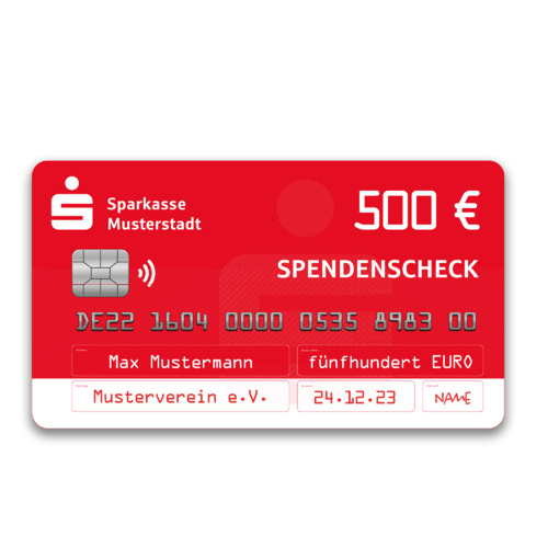 Individueller PR-Spendenscheck SPARKASSEN-Kreditkarte (90 x 51 cm)