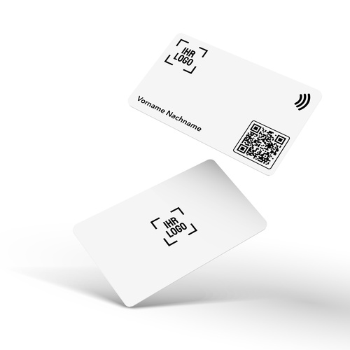 Digitale NFC-Visitenkarten | aus recyceltem PVC | weiß (inkl. digitalen vCard-Profil)
