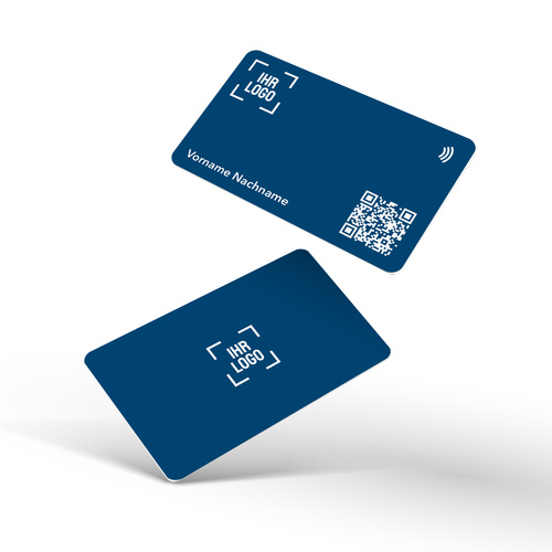 Digitale NFC-Visitenkarten | aus recyceltem PVC | blau (inkl. digitalen vCard-Profil)