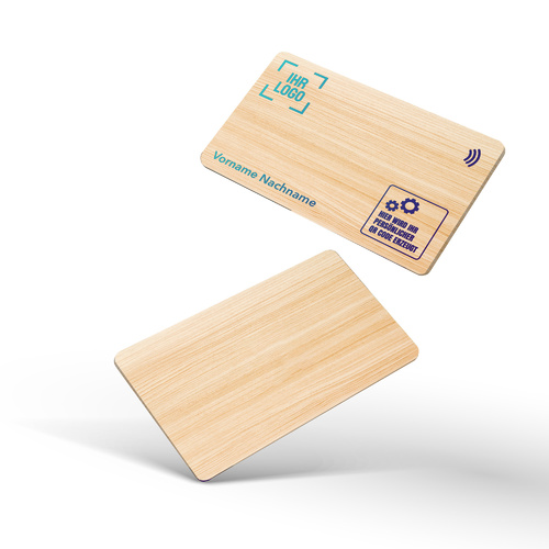Digitale NFC-Visitenkarten | aus Bambus Holz | 4/0-farbig bedruckt (inkl. digitalen vCard-Profil)
