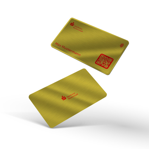 Digitale NFC-Visitenkarten | Metallkarte | Sparkasse gold (inkl. digitalen vCard-Profil)