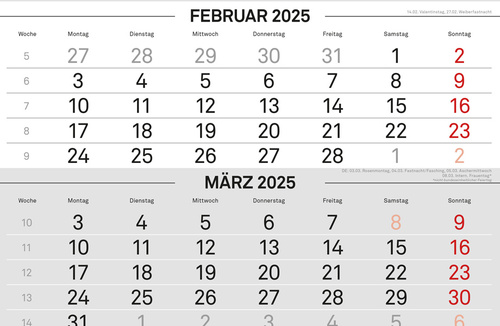 4-Monatskalender (Einblatt-Variante) - ab 5 Stück